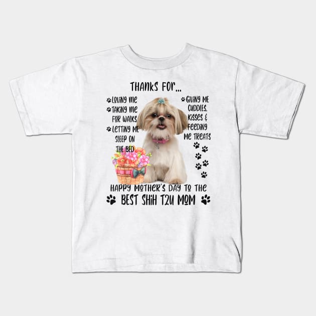 Happy Mother's Day 2021 Shih tzu Mom dog Lover Kids T-Shirt by luxembourgertreatable